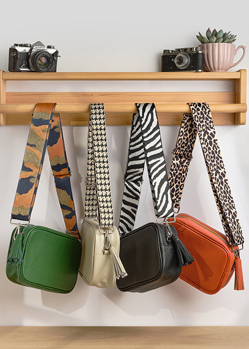 Crossbody Camera Bag with Patterned Strap Set
