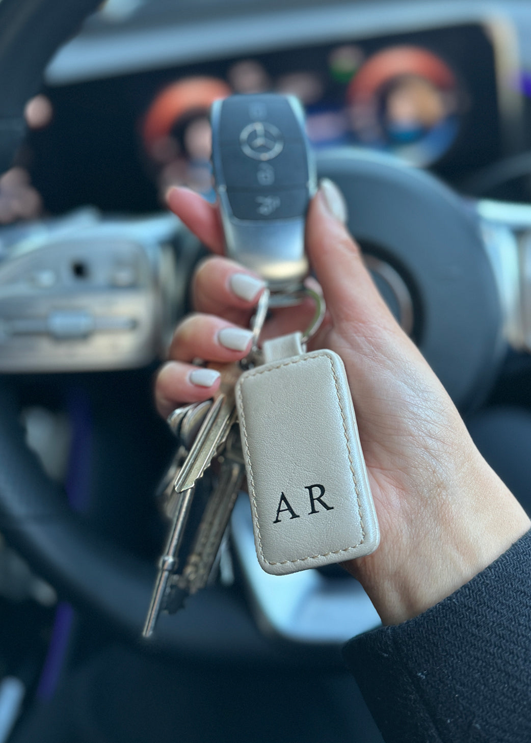 Smooth Nappa Leather Rectangular Keyring
