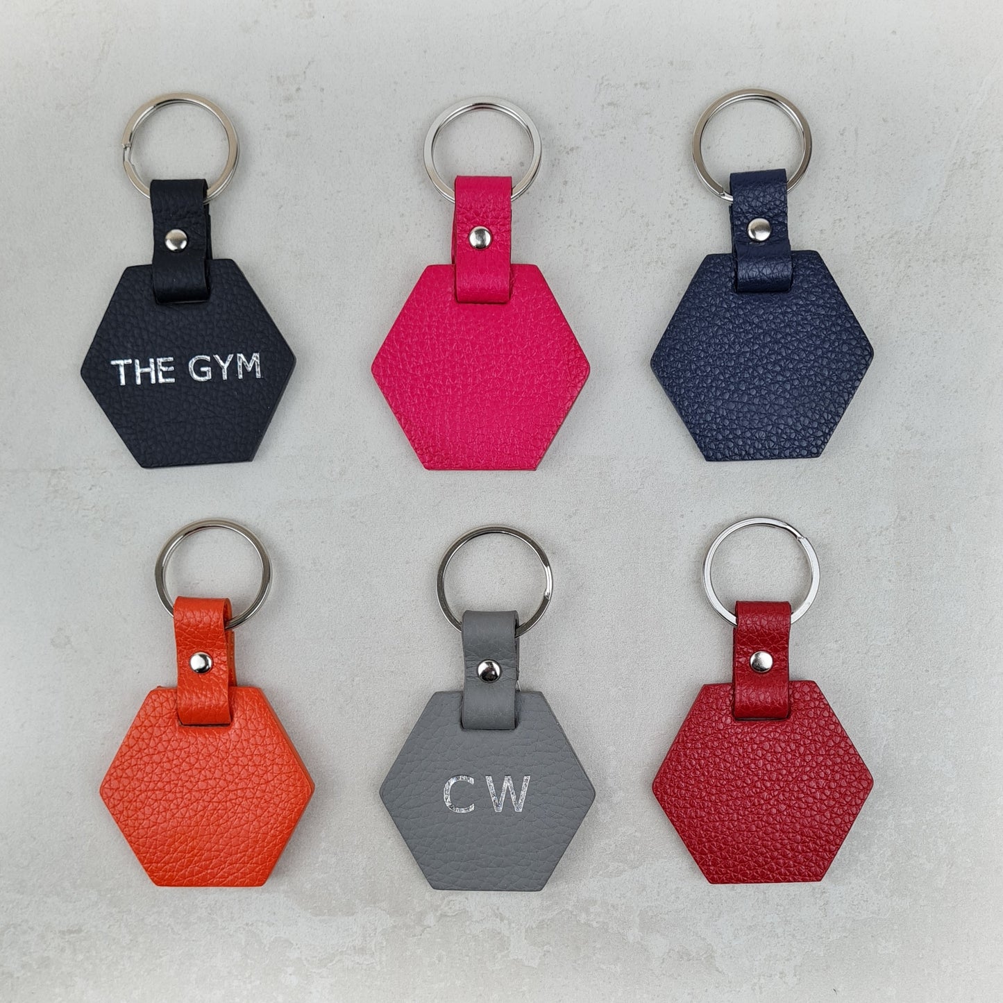 Personalised Leather Hexagon Keyring