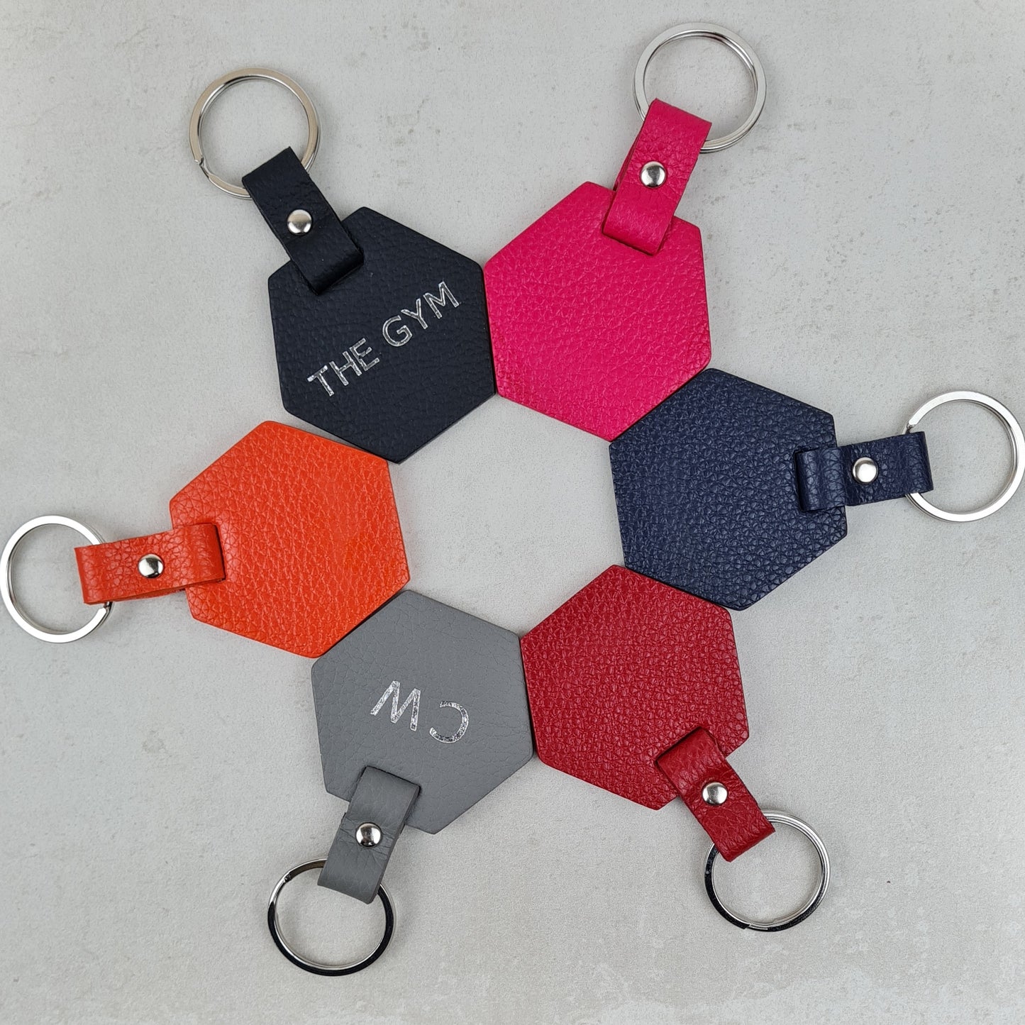 Personalised Leather Hexagon Keyring