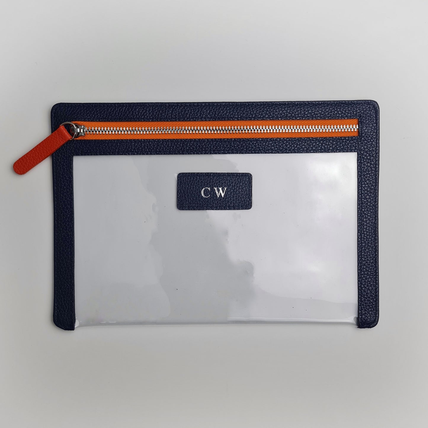 Personalised Leather Travel Pouch, Clear Travel Wallet