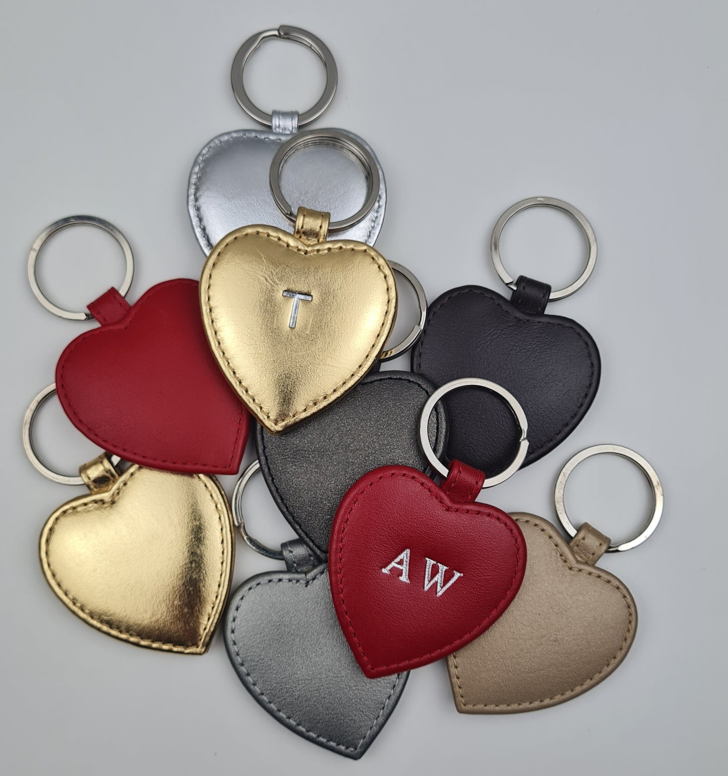 Smooth Leather Heart Keyring