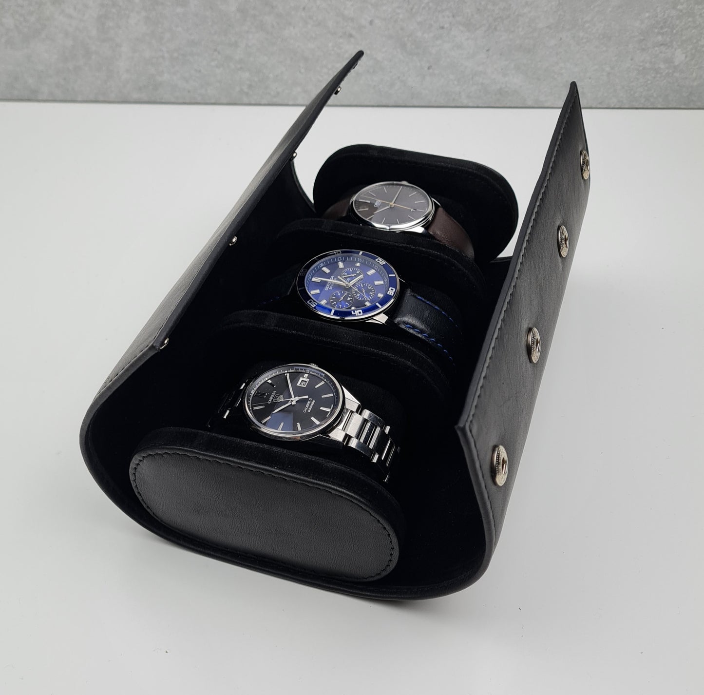 Soft Leather Triple Watch Case