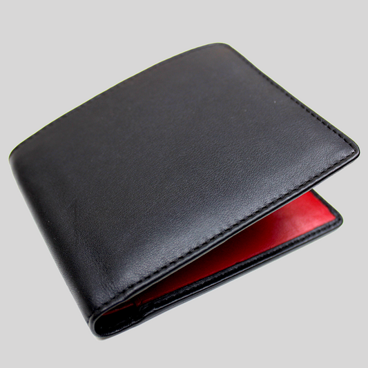 Smooth Nappa Leather 8 Card Black / Red Wallet