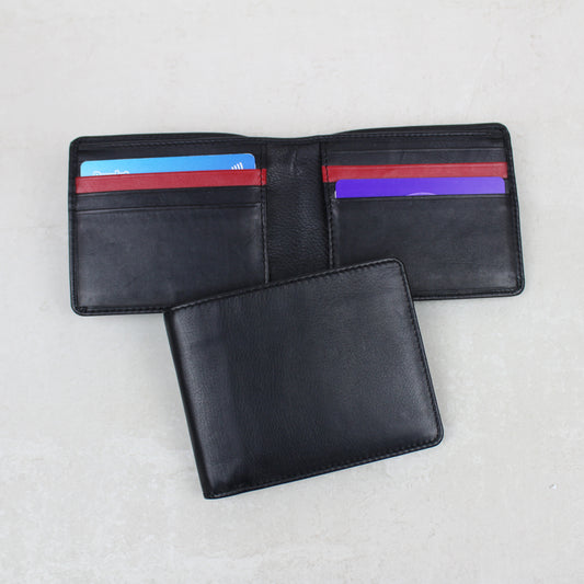 Smooth Nappa Leather 8 Card Red Stripe Wallet