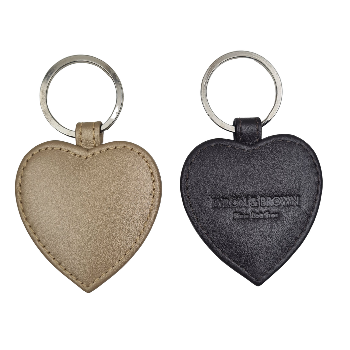 Smooth Leather Heart Keyring