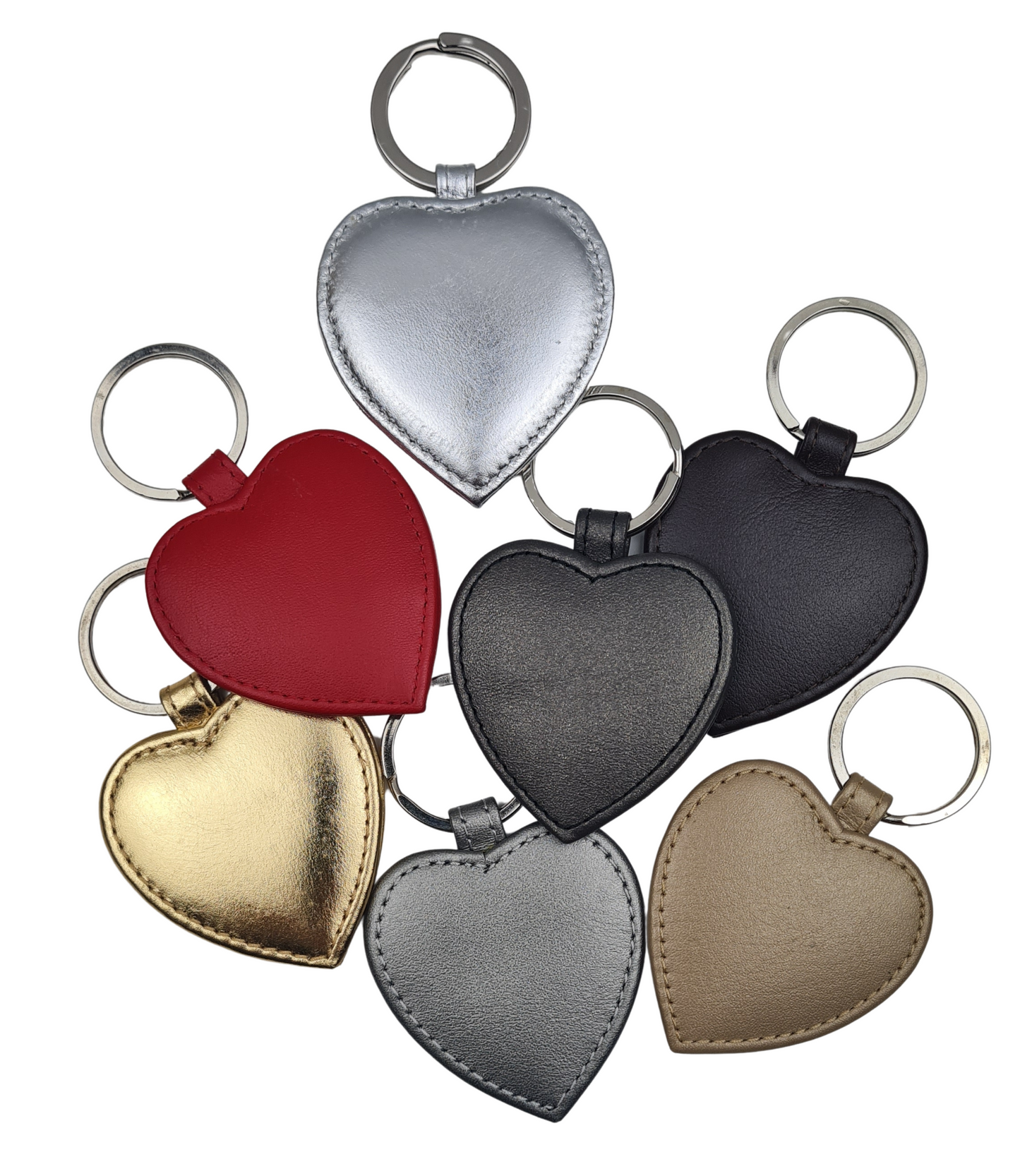 Smooth Leather Heart Keyring