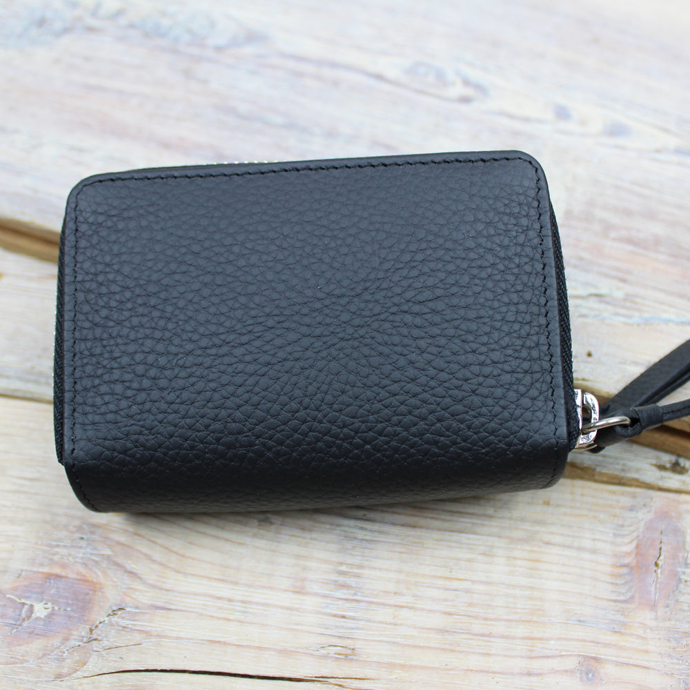 Leather Double Zip Card Purse