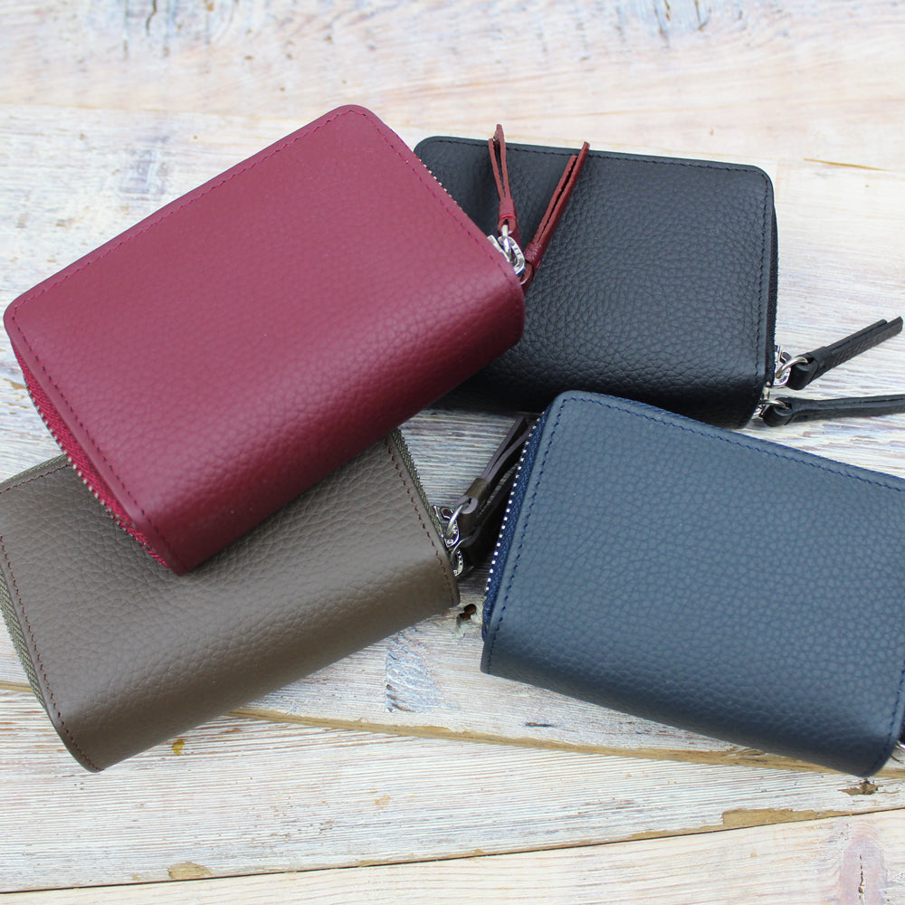 Leather Double Zip Card Purse