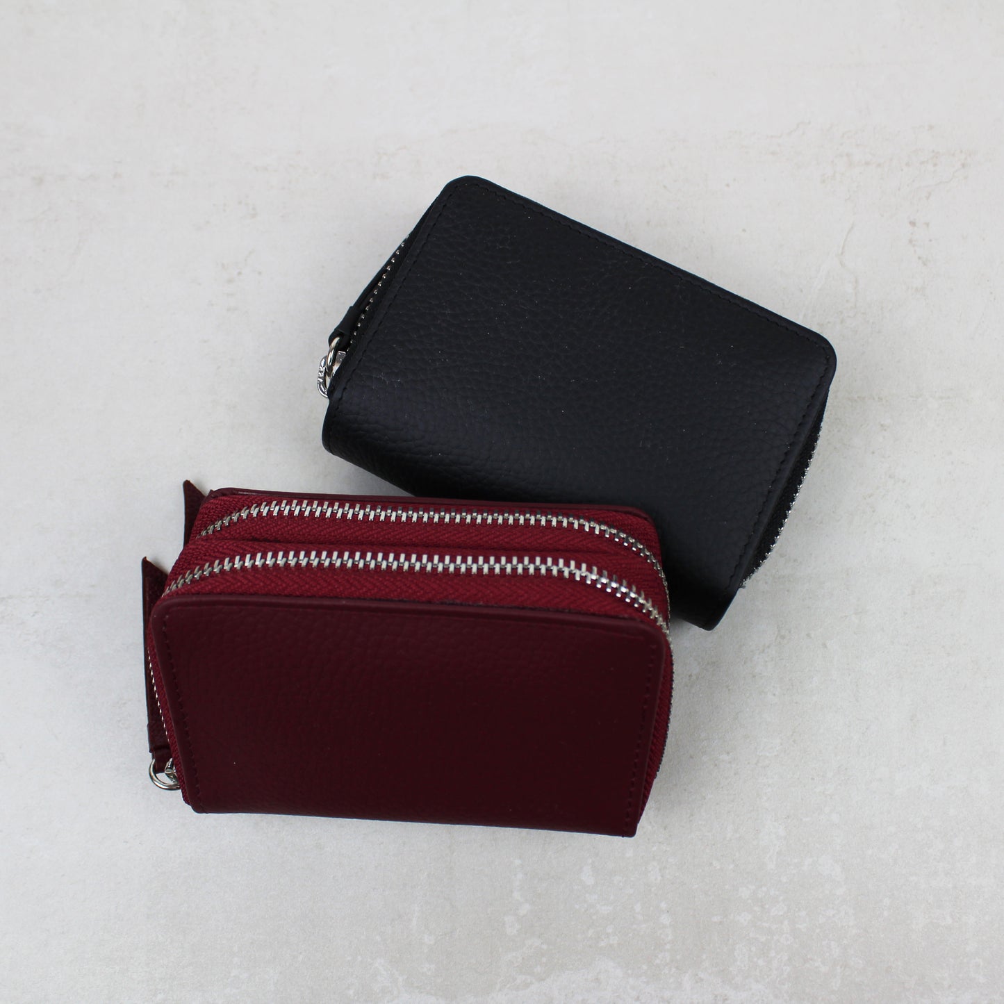 Leather Double Zip Card Purse