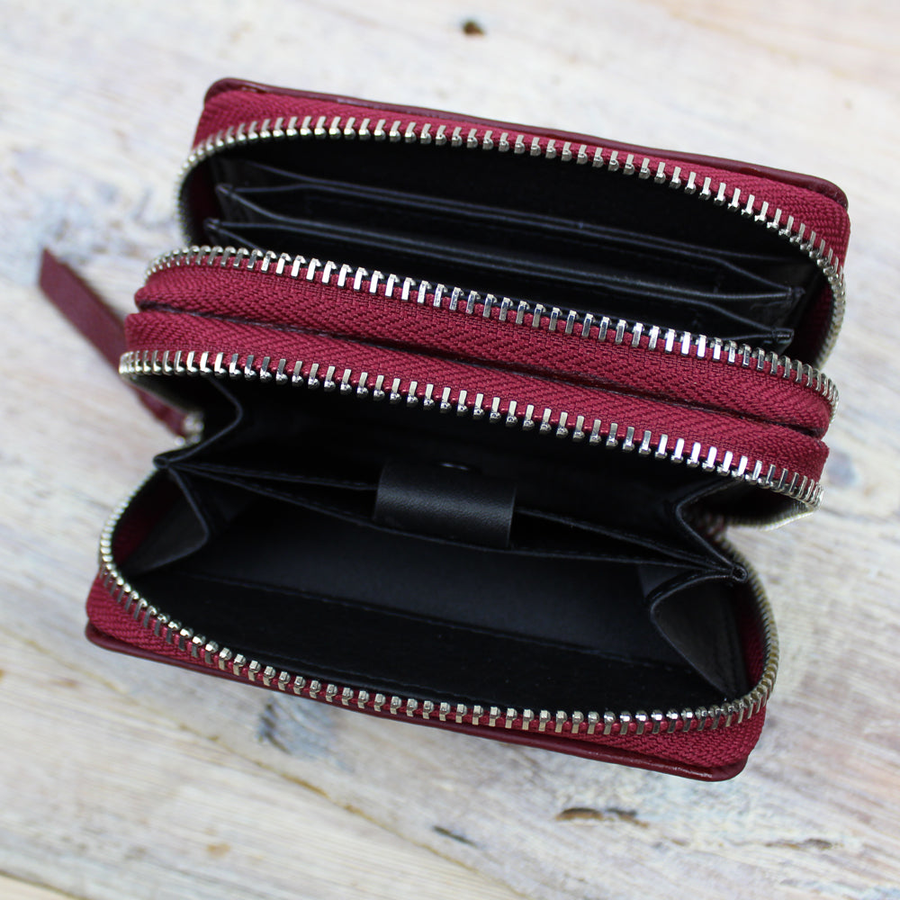 Double zip leather clearance purse