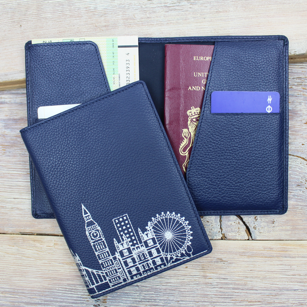 London Skyline Passport Wallet,  Passport Cover, Travel Wallet, Passport Case