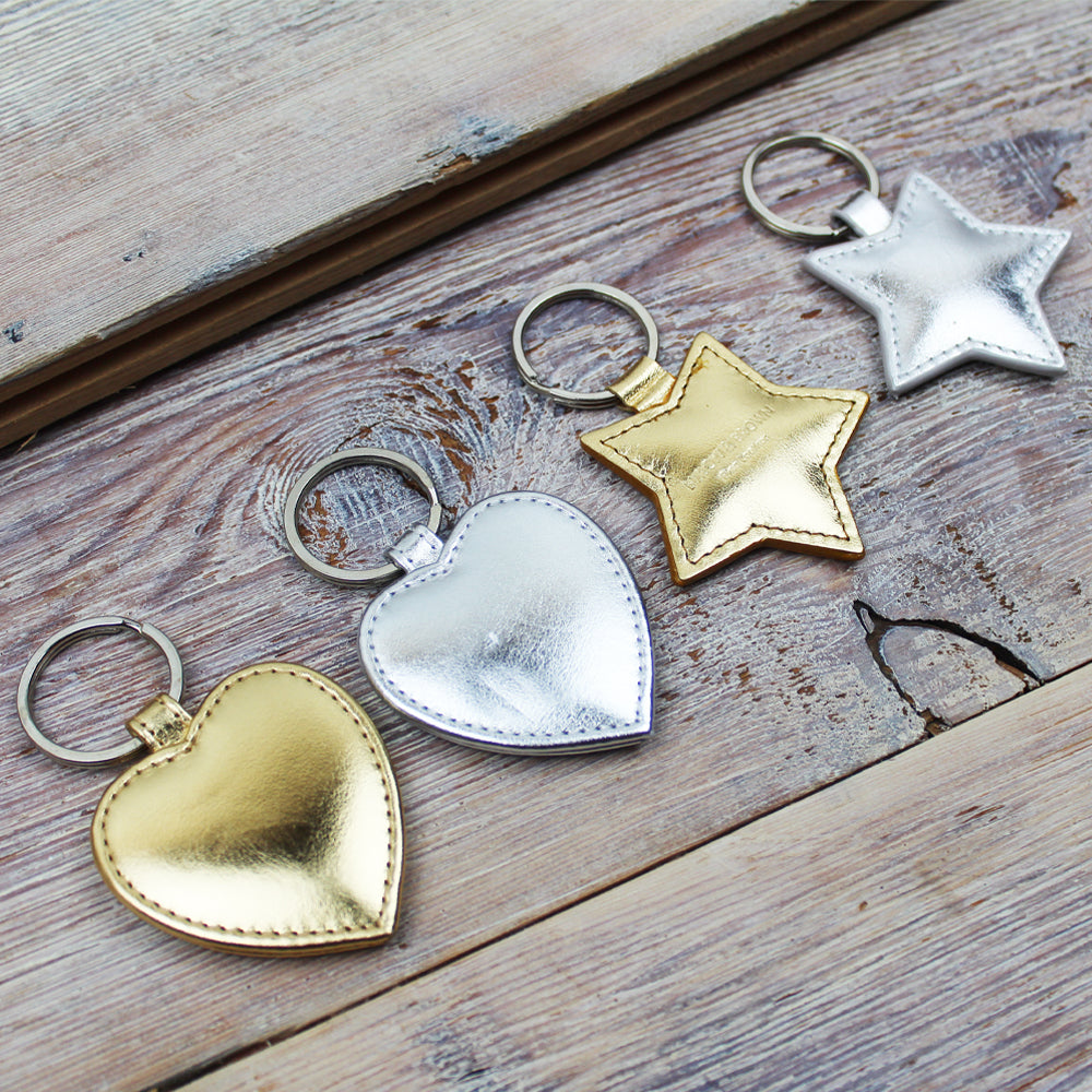Metallic Heart or Star Keyring