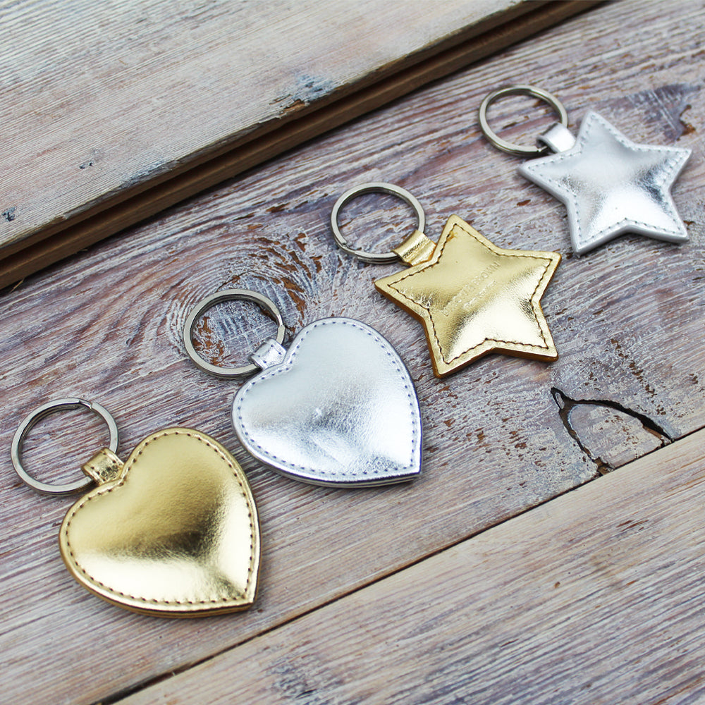 Metallic Heart or Star Key Ring