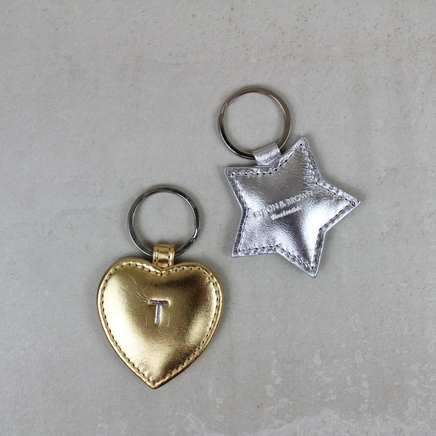 Metallic Heart or Star Keyring