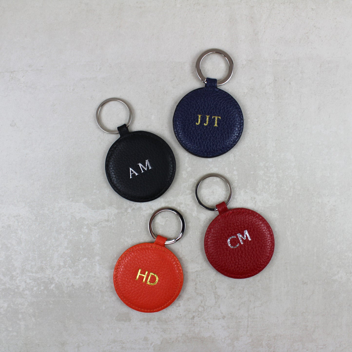Textured Nappa Leather Round Keyring