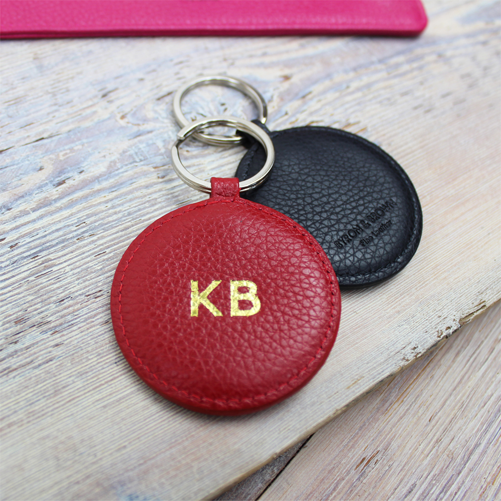 Textured Nappa Leather Round Keyring