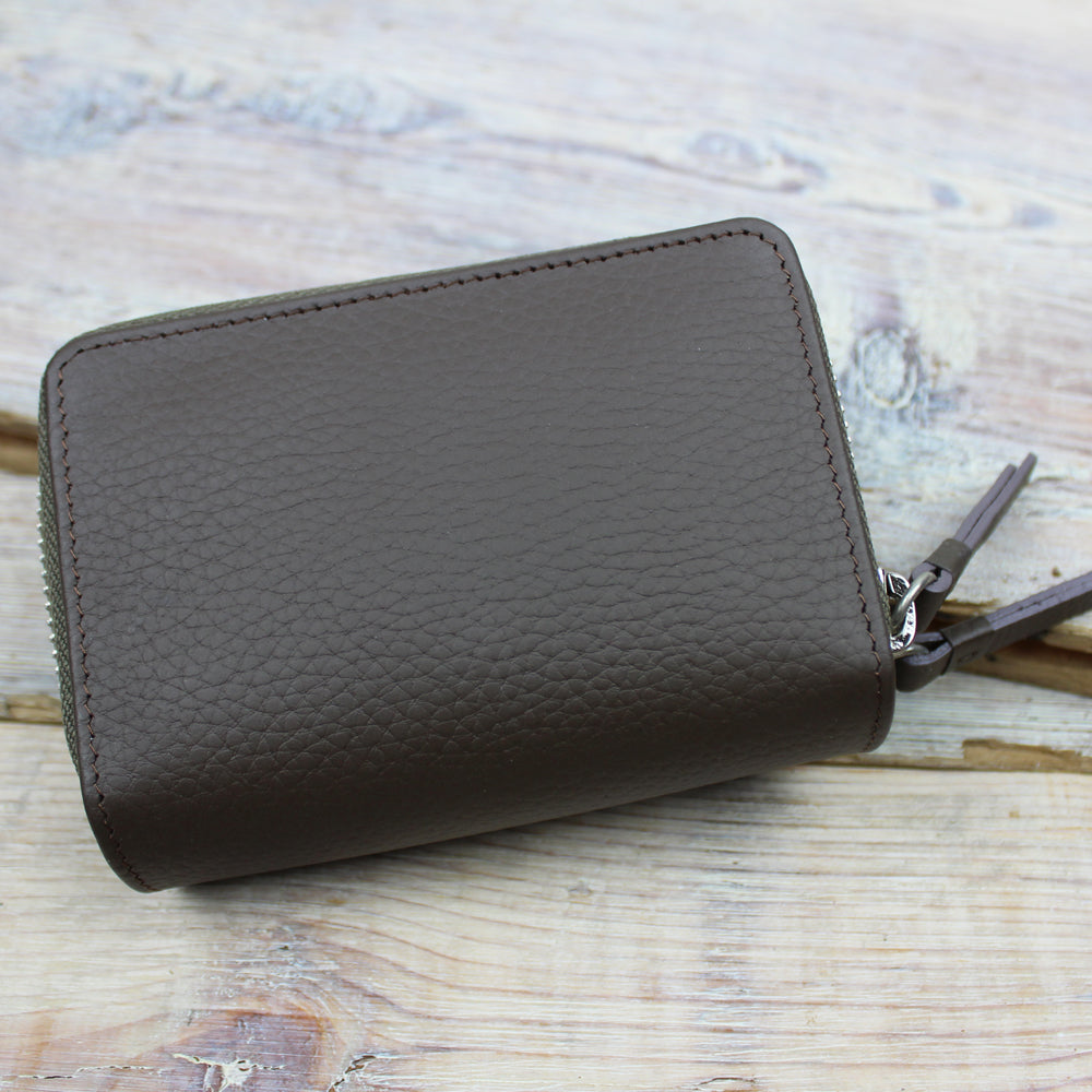 Leather Double Zip Card Purse