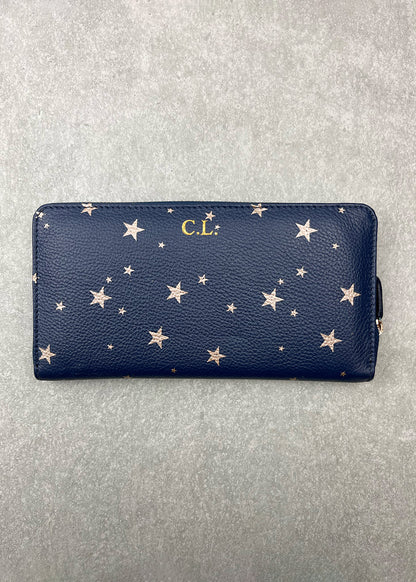 Outlet - Personalised Star Print Classic Zip Around Purse