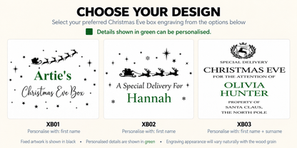 Personalised Wooden Christmas Eve Box, Engraved Children’s Christmas Box, Christmas Eve Gift Box, Festive Keepsake Box