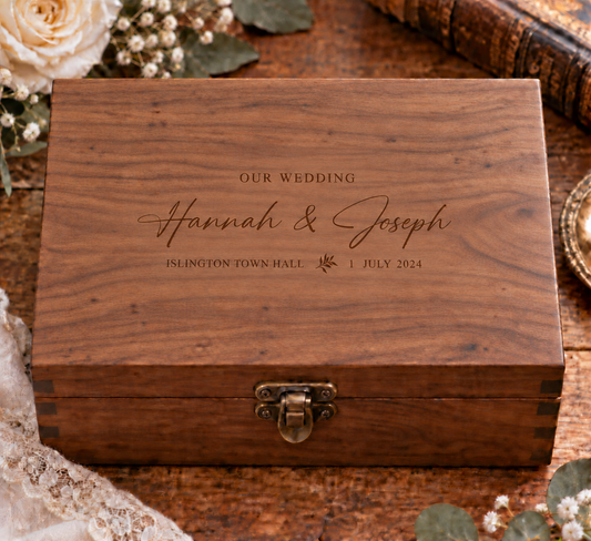 Parsonalised Walnut Wedding Keepsake Box