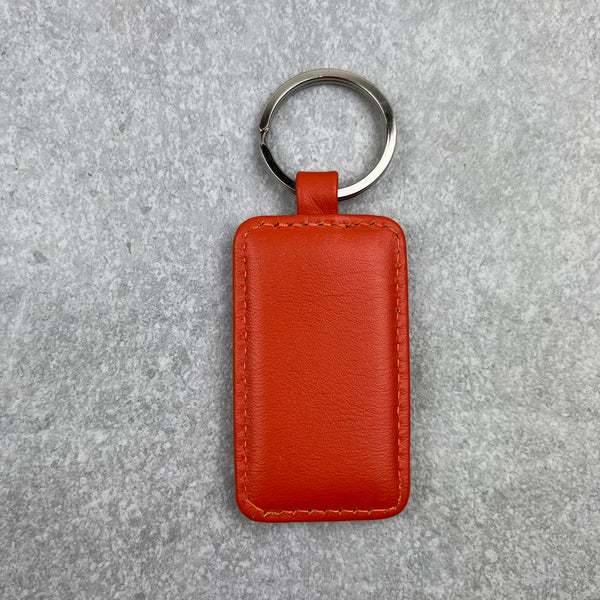 Smooth Nappa Leather Rectangular Key Fob Fawn / Personalised