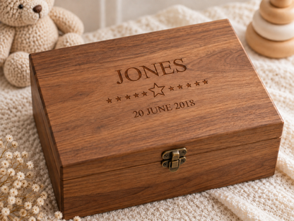 Baby Walnut Memory Box, Baby Keepsake Box