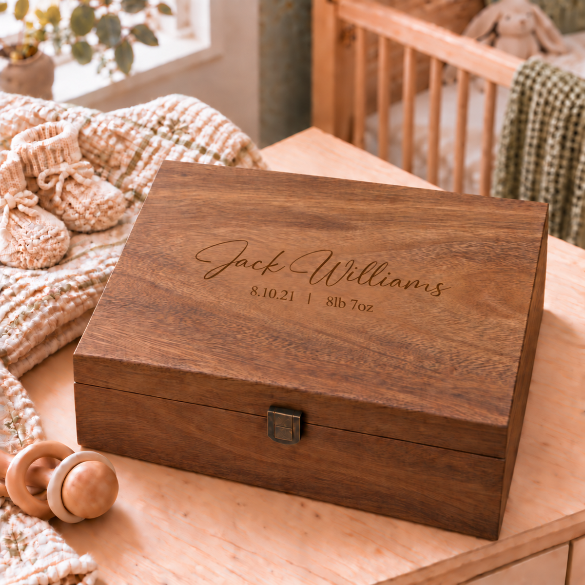 Baby Walnut Memory Box, Baby Keepsake Box