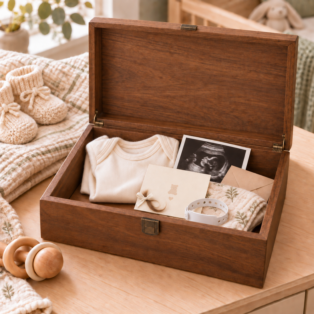 Baby Walnut Memory Box, Baby Keepsake Box