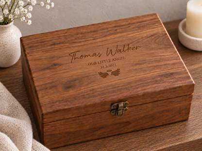 Sympathy Walnut Memory Box, Bereavement Keepsake Box