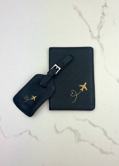 Plane Passport Case and Luggage Tag Set