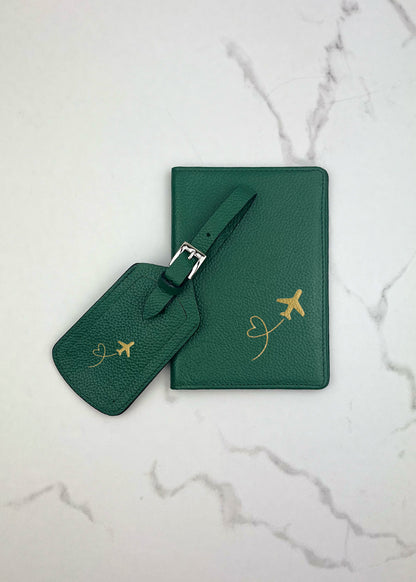 Plane Passport Case and Luggage Tag Set