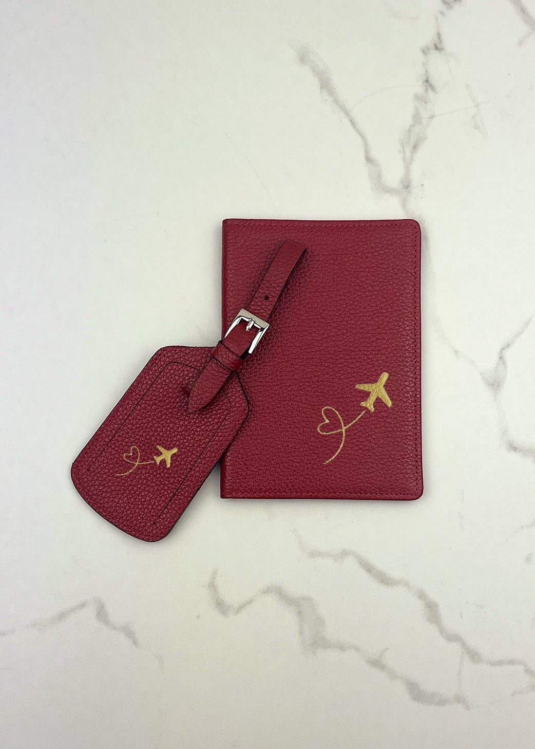 Plane Passport Case and Luggage Tag Set