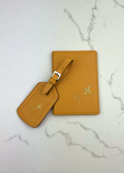 Plane Passport Case and Luggage Tag Set