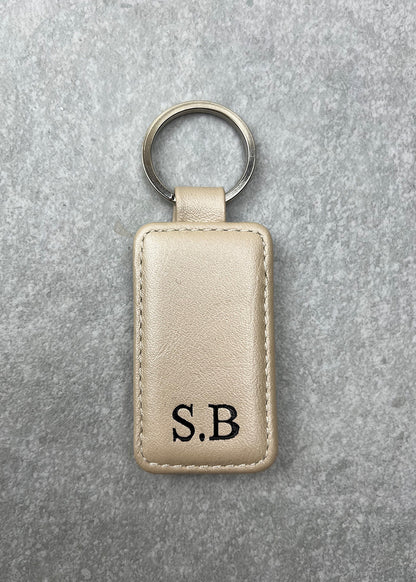 Outlet - Personalised Smooth Nappa Leather Rectangular Keyring