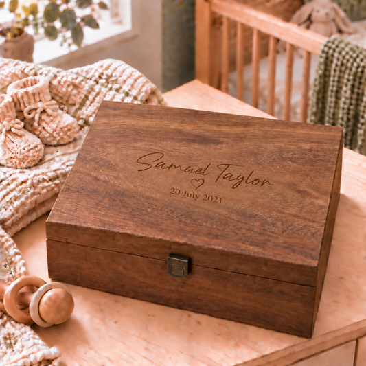 Baby Walnut Memory Box, Baby Keepsake Box