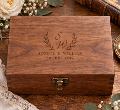 Parsonalised Walnut Wedding Keepsake Box