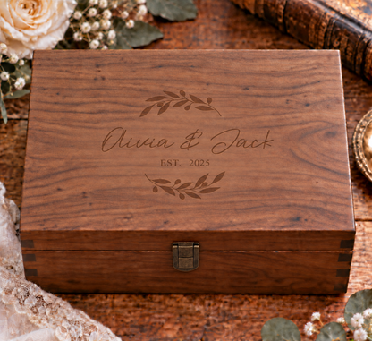 Parsonalised Walnut Wedding Keepsake Box
