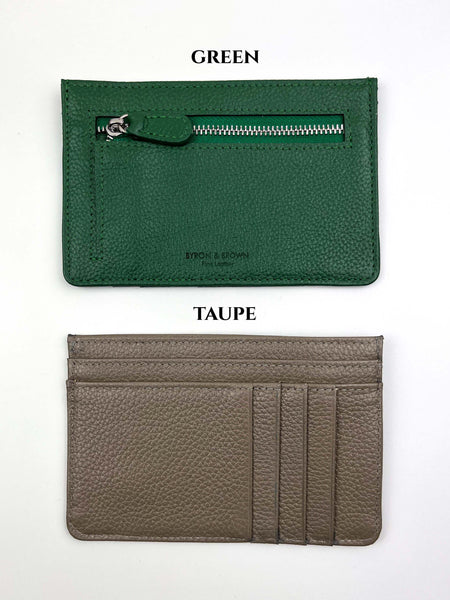 Personalised Leather Card Holder with Zip pocket. Wallet, Credit Card Holder.