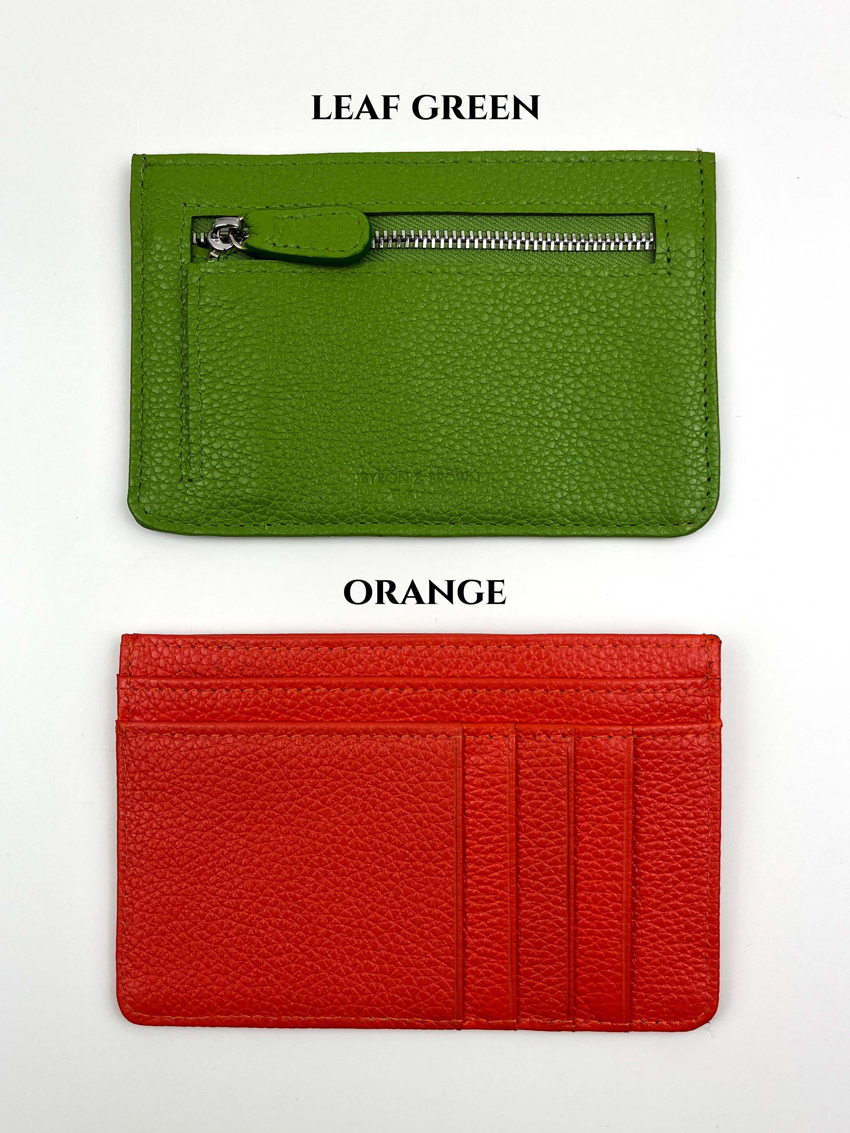 Personalised Leather Card Holder with Zip pocket. Wallet Credit