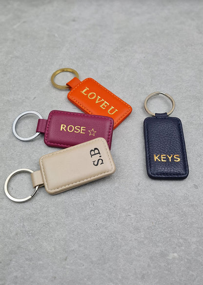 Outlet - Personalised Smooth Nappa Leather Rectangular Keyring