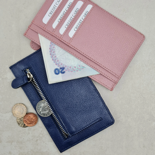 Leather Card Holder with Zip - Personalized