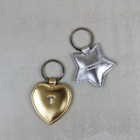 Metallic Heart or Star Key Ring
