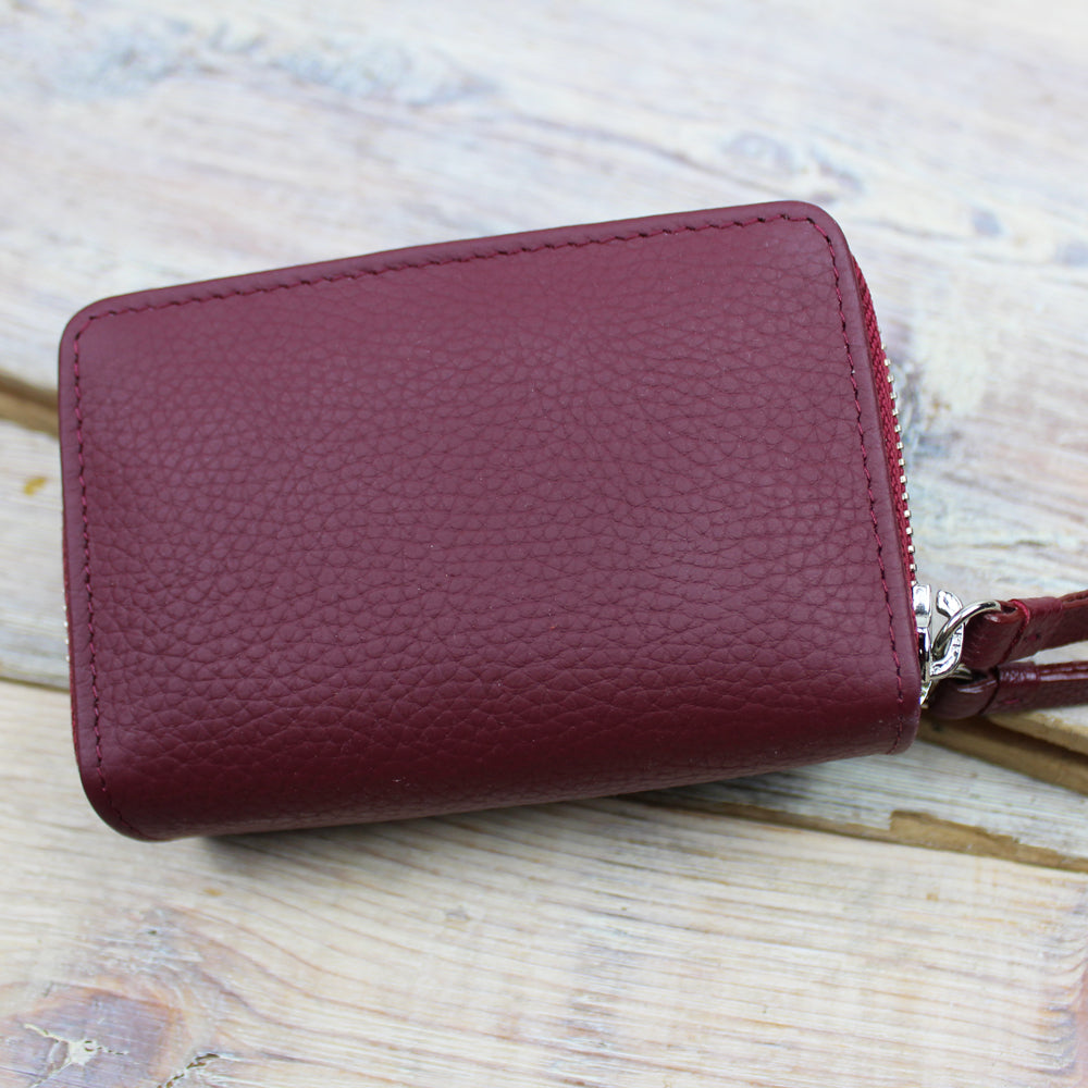 Leather Double Zip Card Purse