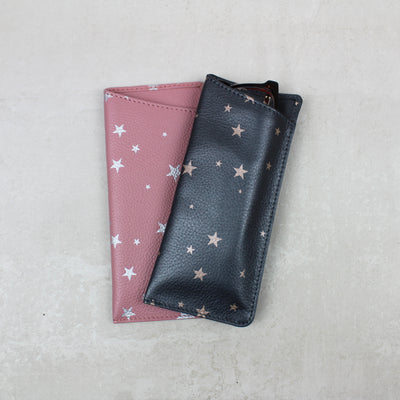 Star Print Large Leather Glasses Case
